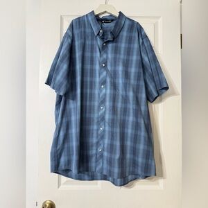 NWT Travis Mathew Shirt Mens 2XL Blue Plaid Button Up Short Sleeve Golf Preppy